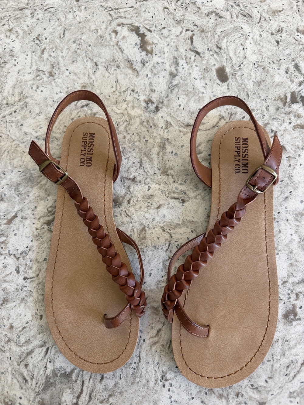 Mossimo Supply Co. Women's Brown Braided T-Strap Sandals